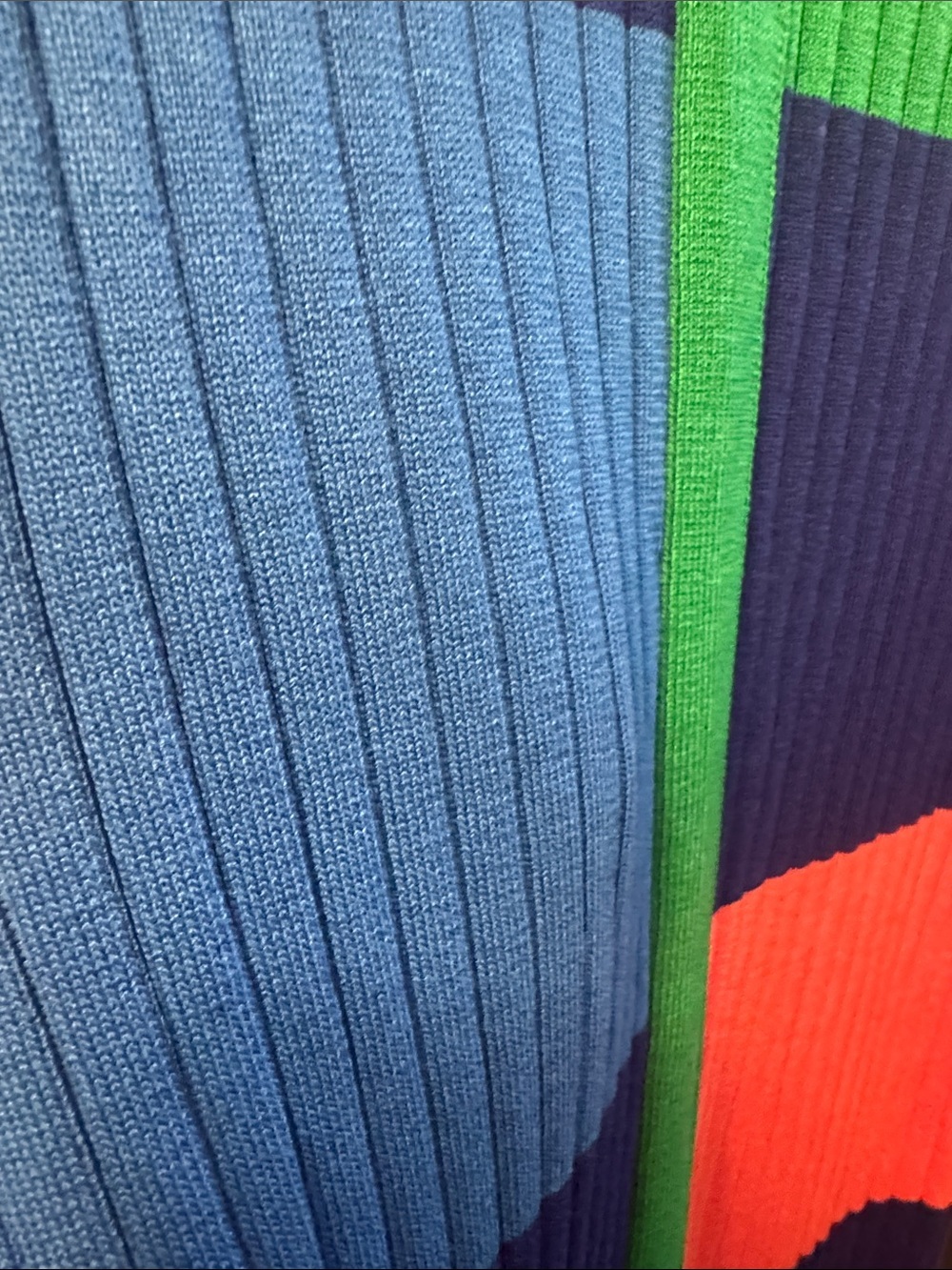 Multicolor Ribbed Zip-Front Colorblock Midi Dress NWT. LARGE - Picture 6 of 13